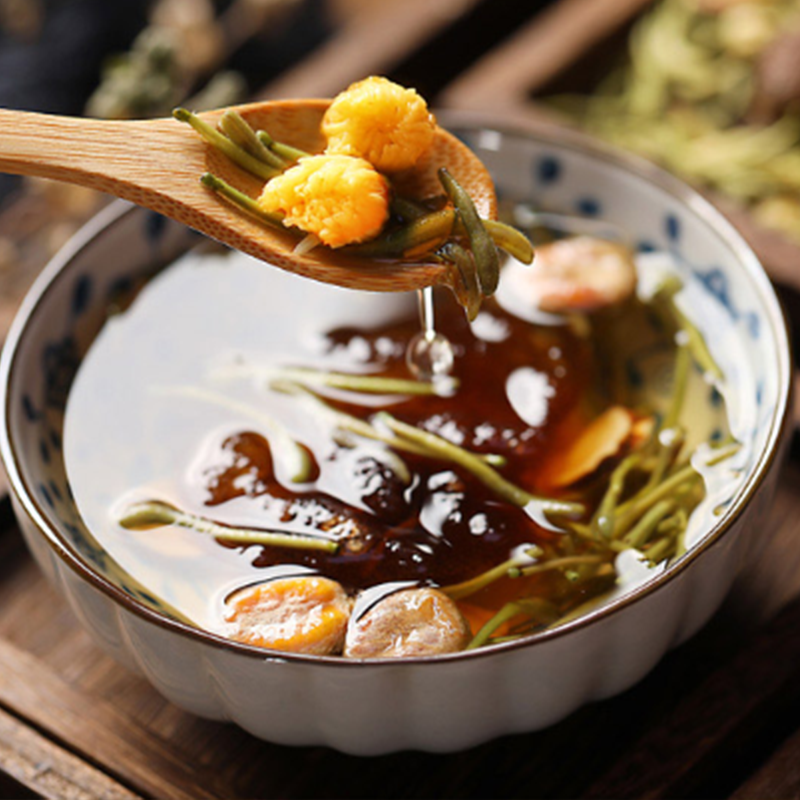 Lung tea Boat-fruited sterculia Chrysanthemum tea Honeysuckle Momordica grosvenori Relieve a cough grosvenori wet one's whistle Tea with chronic pharyngitis reduce phlegm clearing away the lung-heat Health tea