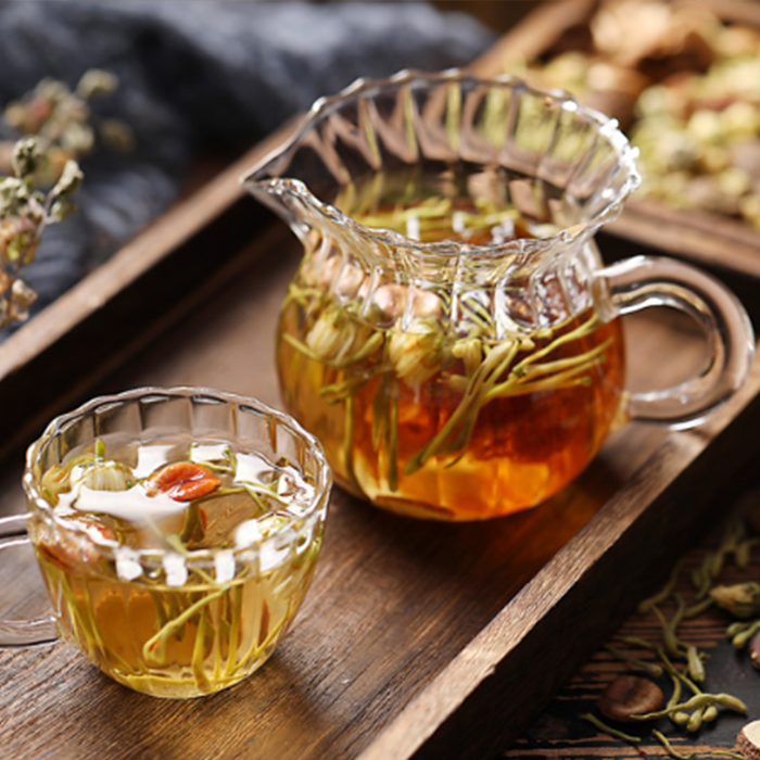 Lung tea Boat-fruited sterculia Chrysanthemum tea Honeysuckle Momordica grosvenori Relieve a cough grosvenori wet one's whistle Tea with chronic pharyngitis reduce phlegm clearing away the lung-heat Health tea